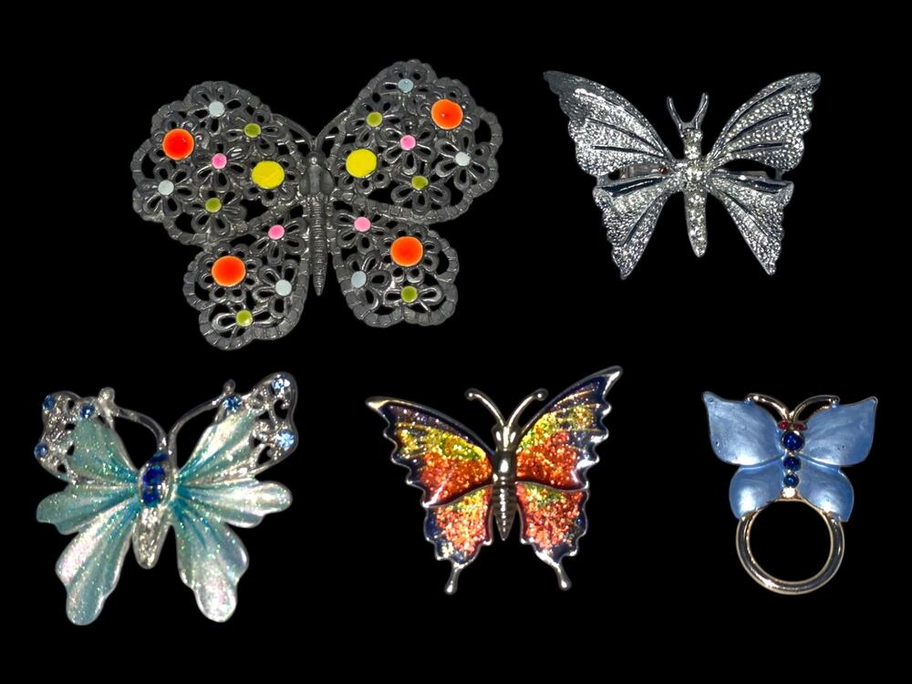 Vintage lot of 5 Butterfly brooches | pins | EUC